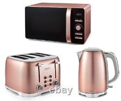 NEW Glitz Kettle, 4 Slice Toaster & 800w Digital Microwave Set Sparkling Pink