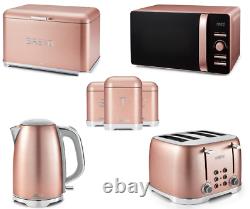 NEW Glitz Pink Kettle 4 Slice Toaster Canisters Bread Bin & Microwave Set of 5