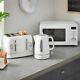 New Kitchen Set Microwave Toaster & Kettle White Diamond Pattern Textured 3pc