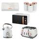 New Marble Rose Gold Kettle 4 Slice Toaster Microwave Bread Bin Canisters Set