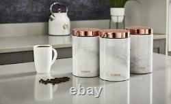 NEW Marble Rose Gold Kettle 4 Slice Toaster Microwave Bread Bin Canisters Set