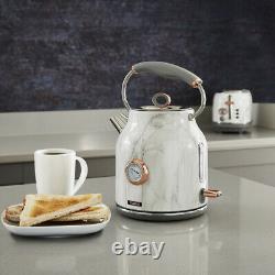NEW Marble Rose Gold Kettle 4 Slice Toaster Microwave & Canisters Matching Set