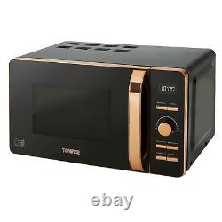 NEW Tower Rose Gold & Black 800W 20L Digital Microwave UK Stock 3 Year Guarantee