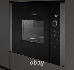Neff Built-In Microwave 900W 20L Black Glass & Stainless Steel, Defrost
