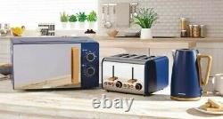 New Daewoo Skandia Blue KETTLE TOASTER & MICROWAVE 20L SET Wood Effect Kitchen