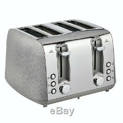New Sparkle Grey Kettle, 4 Slice Sparkle Grey Toaster Kettel & Microwave Set
