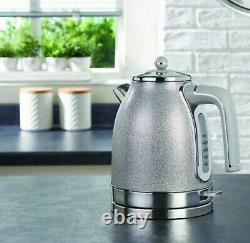 New Sparkle Grey Silver Kettle, Toaster & Microwave Appliance Set Wow Stunning