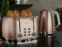 Pink Set Tower Microwave Jug Kettle 4-Slice Toaster Bread Bin Storage Canisters