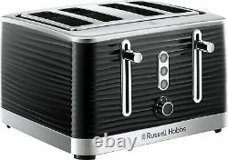 RUSSELL Hobbs Kettle 4 Slice Toaster & Microwave Matching Kitchen Set Black UK