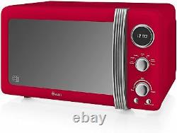 Red Microwave Digital Swan with Cordless Electric Kettle and Toaster Set Swan