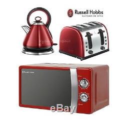 Red Microwave Kettle and Toaster Russell Hobbs Vintage Kettle & 4 Slice Toaster