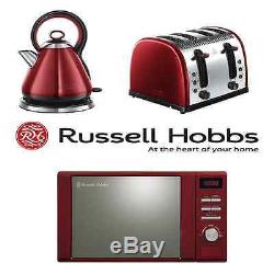 Red Russell Hobbs Microwave, Legacy Kettle & 4 Slice Toaster Kitchen Bundle Set