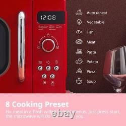 Retro Style 800w 20L Microwave Oven with 8 Auto Menus, 5 Cooking Power