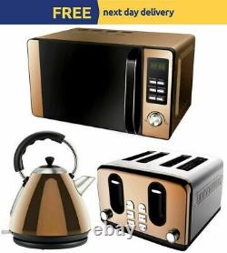 Rose Gold Copper Effect Microwave Pyramid Kettle 4 Slice Toaster Set Kitchen New