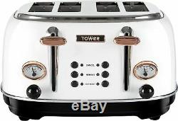 Rose-Gold Tower Set Bottega Microwave Jug Kettle and 4-Slice Toaster Kit White