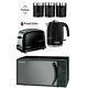 Russell Hobbs Black Colours Plus Kettle And Toaster & Microwave & Canisters New