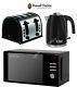 Russell Hobbs Black Microwave Kettle And Toaster Set Jug Kettle & 4 Slot Toaster