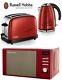 Russell Hobbs Colours 2 Slice Toaster And Kettle & Heritage Microwave Red New
