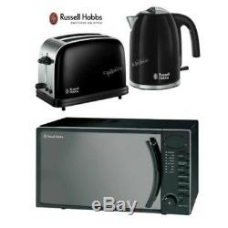 Russell Hobbs Colours Plus Kettle and Toaster Set & Digital Black Microwave New
