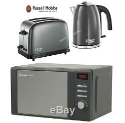 Russell Hobbs Colours Plus Kettle and Toaster Set & Heritage Grey Microwave New
