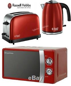 Russell Hobbs Colours Plus Kettle and Toaster Set & Manual Red Microwave New