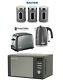 Russell Hobbs Colours Plus Kettle And Toaster Set & Microwave & Canisters Grey