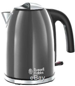 Russell Hobbs Colours Plus Kettle and Toaster Set & Microwave & Canisters Grey