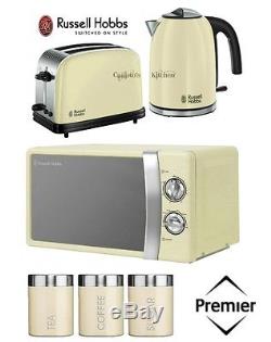 Russell Hobbs Colours Plus Kettle and Toaster Set & Microwave & Cream Canisters