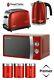 Russell Hobbs Colours Plus Kettle And Toaster Set & Microwave With Red Canisters