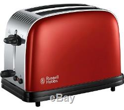 Russell Hobbs Colours Plus Kettle and Toaster Set & Microwave with Red Canisters