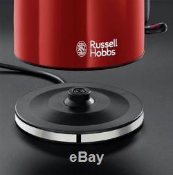 Russell Hobbs Colours Plus Kettle and Toaster Set & Microwave with Red Canisters