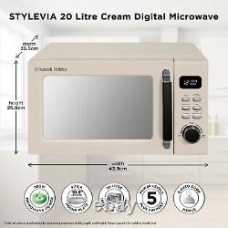 Russell Hobbs Cream Microwave 20L 800W RHM2026C Stylevia Digital with Defrost