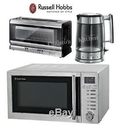 Russell Hobbs Glass Line Kettle and Toaster Set + RHM2031 Microwave with Grill