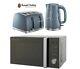 Russell Hobbs Honeycomb Grey Kettle And Toaster Set & Silver Microwave New
