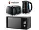 Russell Hobbs Honeycomb Kettle And Toaster Set With Heritage Microwave Black