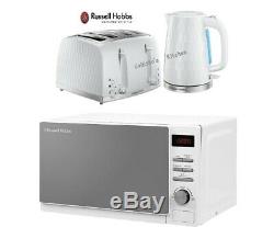 Russell Hobbs Honeycomb Kettle and Toaster With Heritage Microwave White