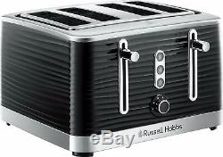 Russell Hobbs Inspire Kettle, 4 Slot Toaster and Microwave Black