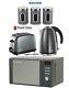Russell Hobbs Microwave Kettle And Toaster + 3 Piece Salter Canister Set Grey