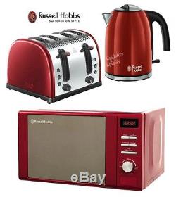 Russell Hobbs Microwave Kettle and Toaster Set Jug Kettle & 4-Slice Toaster Red