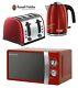 Russell Hobbs Microwave Kettle And Toaster Set Jug Kettle & 4 Slice Toaster Red