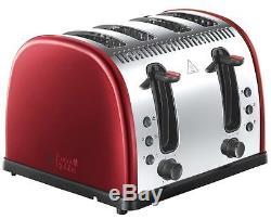 Russell Hobbs Microwave Kettle and Toaster Set Jug Kettle & 4 Slice Toaster Red
