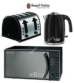 Russell Hobbs Microwave Kettle and Toaster Set Jug Kettle & 4 Slot Toaster Black