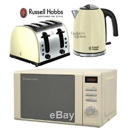 Russell Hobbs Microwave Kettle and Toaster Set Jug Kettle & 4-Slot Toaster Cream