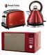 Russell Hobbs Microwave Kettle And Toaster Set Red Kettle & 2-slice Toaster New