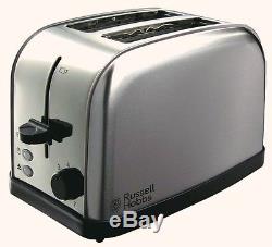 Russell Hobbs Microwave Kettle and Toaster Set Silver Kettle & 2 Slot Toaster