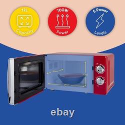 Russell Hobbs RHMM701R 17 Litre 700 W Red Solo Manual Microwave with 5 Power Lev