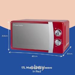 Russell Hobbs RHMM701R 17 Litre 700 W Red Solo Manual Microwave with 5 Power Lev