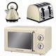 Russell Hobbs Retro Cream Manual Microwave 17l + Legacy Kettle & 4 Slot Toaster