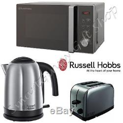 Russell Hobbs Silver 20L Microwave Kettle 2 Slice Toaster Kitchen Appliance Set