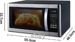 SMAD 1100W 42L Countertop Microwave oven with Grill 1200W Easy Clean Grey Cavity